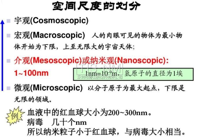 納米材料空間尺度的劃分